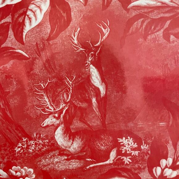 Neiman Marcus NOBLE FUR 10in Porcelain Dinner Plates In Gift Box Red White Set 2 - Picture 3 of 14